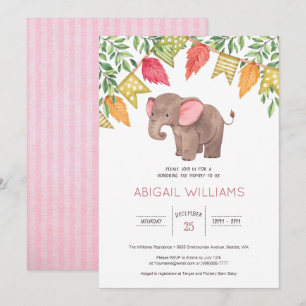 Woodland Cute Baby Elephant Convite Para Chá de f