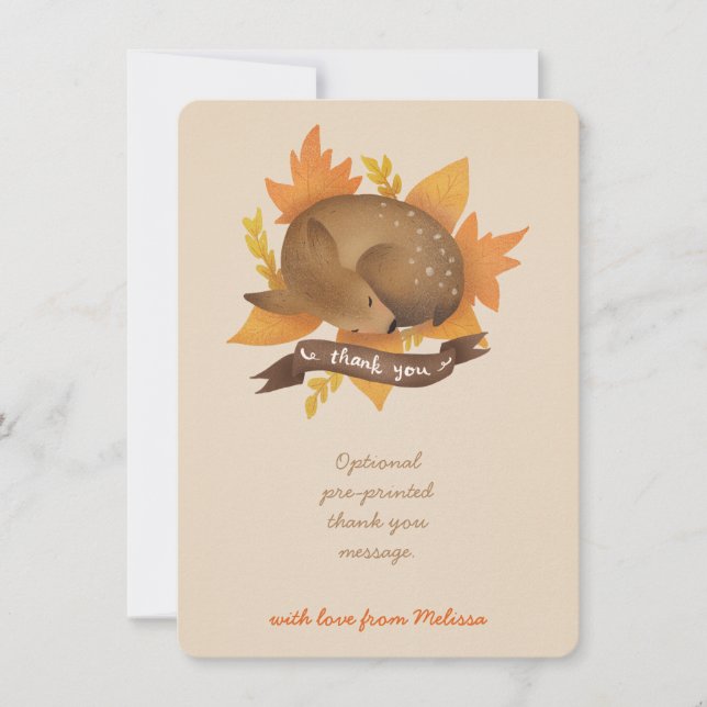 Woodland Deer Fall Chá de fraldas Obrigado Cartões (Frente)