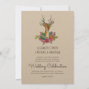 Woodland Deer Ilustrou Convites De Casamento