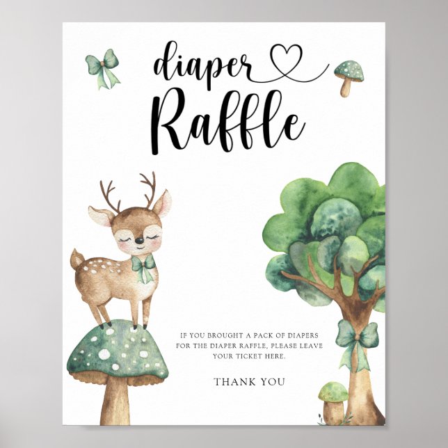 Woodland Deer - poster de rifa fralda (Frente)