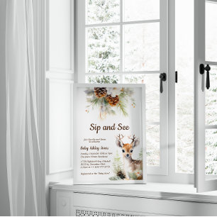 Woodland Deer Sip e veja o convite para Chás de fr