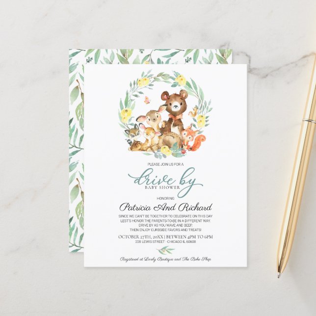 Woodland Drive Por Convite De Orçamento De Chá de  (Frente/Verso In Situ)