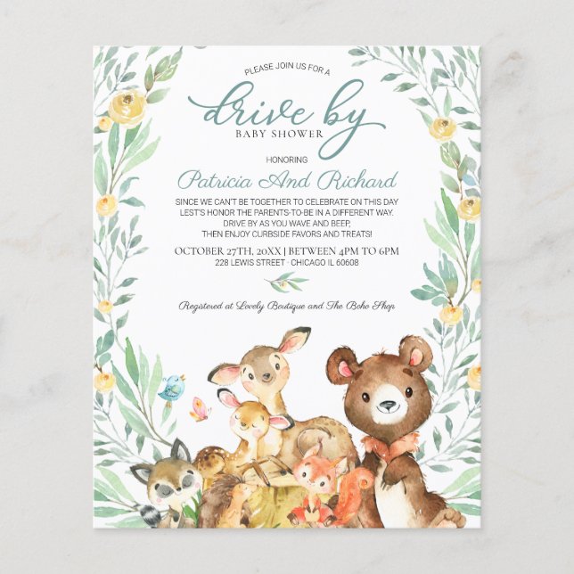 Woodland Drive Por Convite De Orçamento De Chá de  (Frente)