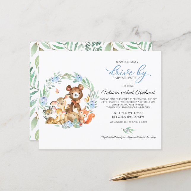 Woodland Drive Por Convite De Orçamento De Chá de  (Frente/Verso In Situ)