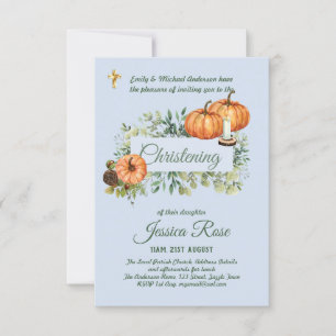 Woodland Fall Blue Christening Convida Baptismo
