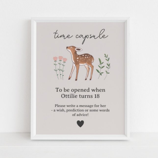 Woodland Fawn Flowers Time Capsule Poster (Criador carregado)