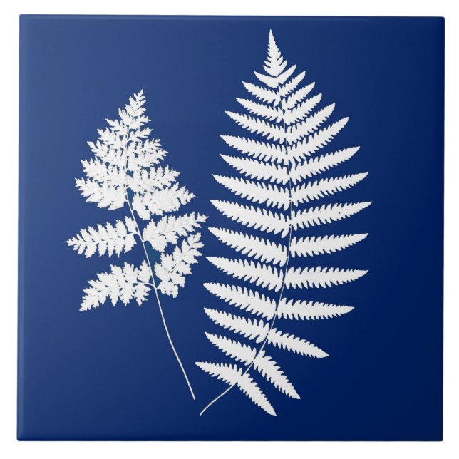 Woodland Fern, Cobalto Azul e Branco (Frente)