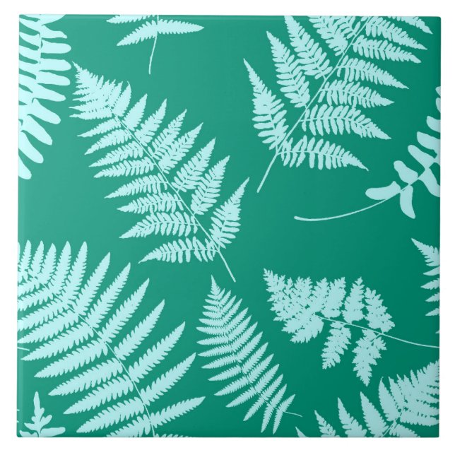 Woodland Fern Pattern, Turquoise e Aqua (Frente)