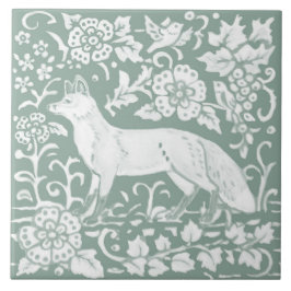 Woodland Fox Sage Green Floral Design