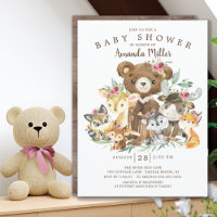 Woodland Friends Girls Chá de fraldas Convite