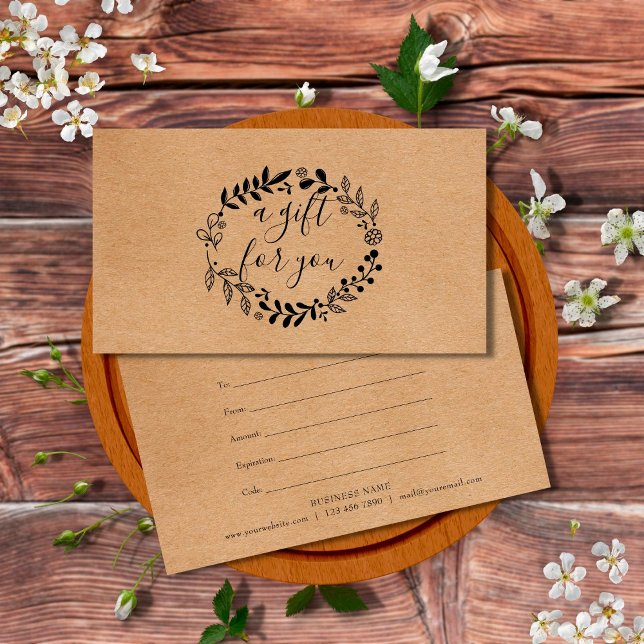 Woodland Garland Rustic Kraft Gift Certificate (Criador carregado)