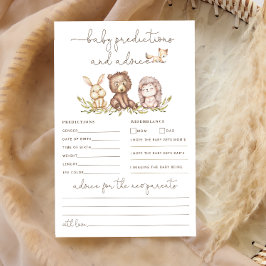 Woodland Greenery Baby Predictions and Advice Card