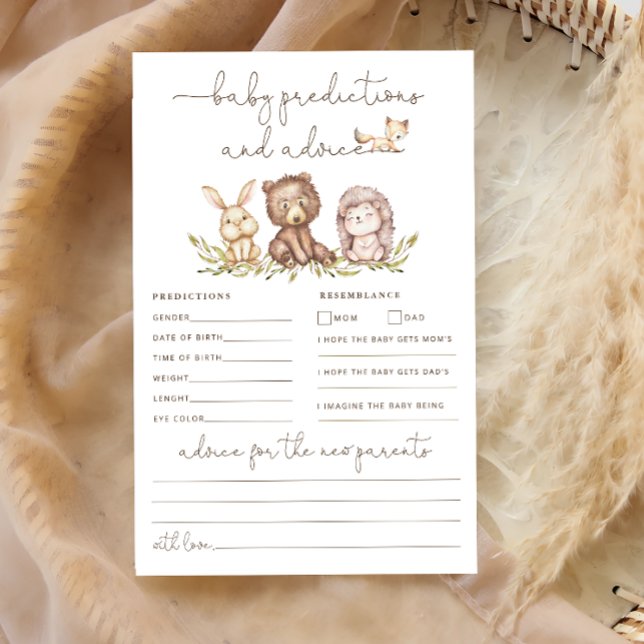 Woodland Greenery Baby Predictions and Advice Card (Criador carregado)