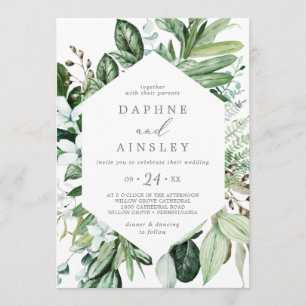 Woodland Greenery Convite Casual para Casamento
