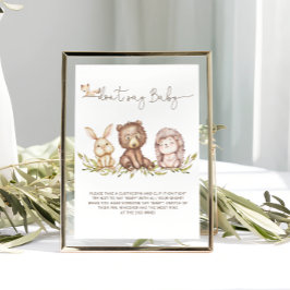 Woodland Greenery Não diga Poster de Jogo de Bebê