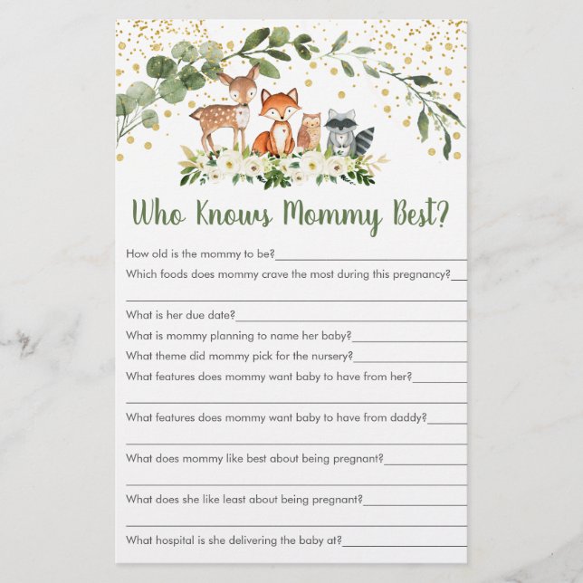 Woodland Greenery Que Conhece O Melhor Jogo De Mam (Frente)