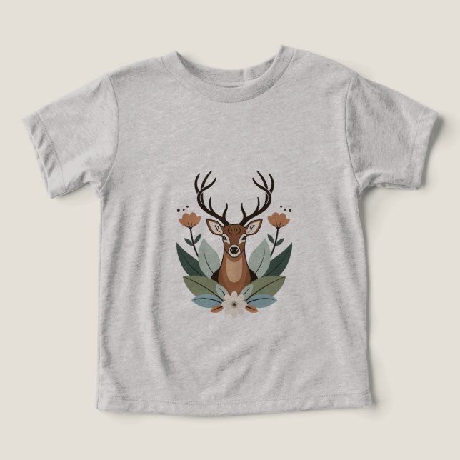 Woodland Harmony – Boho Deer Botanical Illustratio (Design frontal)