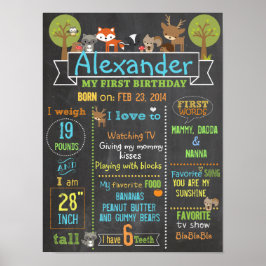 Woodland Party first birthday sign poster