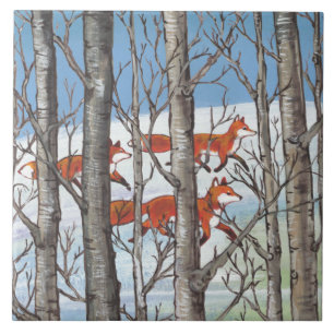 Woodland Red Fox Forest Scene Primavera Neve Céu