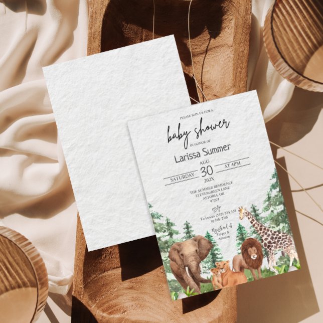 Woodland Safari Zoo Animal Chá de fraldas Convite (Criador carregado)