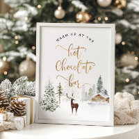 Woodland Warm na Poster de bar de chocolate quente