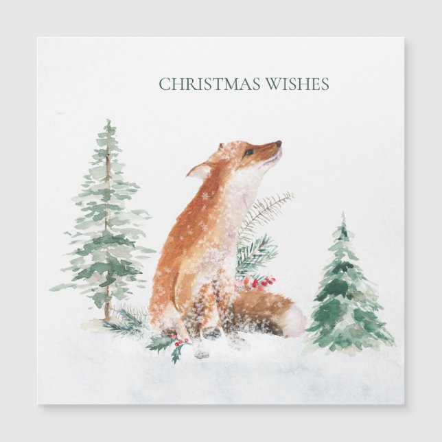 Woodland Winter Fox Pine Magnetic Card (Frente)