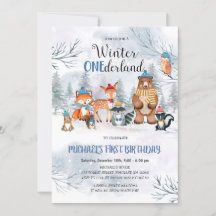 Woodland Winter ONEderland Birthday Convite