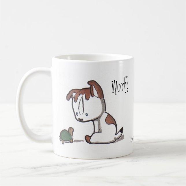 Woof? Meow! Caneca do gatinho & do filhote de (Esquerda)