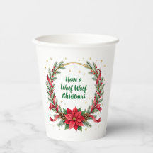 Woof Woof Christmas Paper Cup - Customizable Text