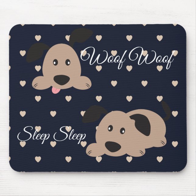 Woof Woof Sleep Bolinhas Mouse Pad (Frente)