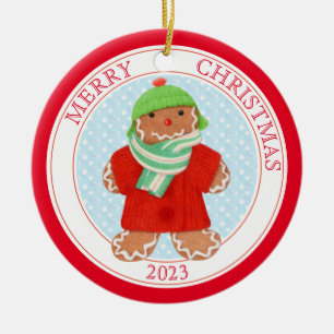 WOOLIE GINGERBREAD 2023 Ornamento do Círculo Cerâm