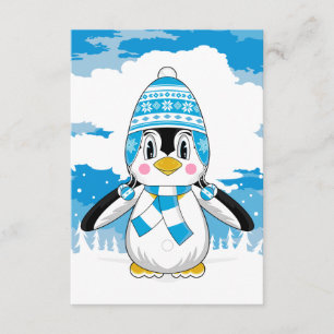 Wooly Hat Penguin RSVP Card