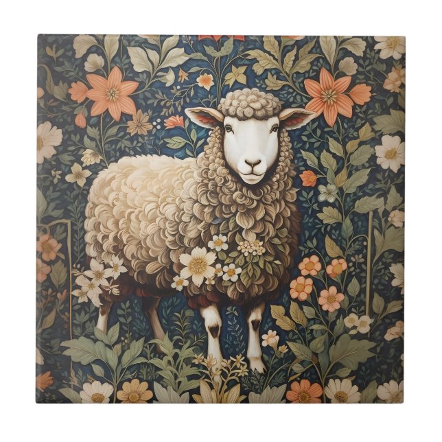 Wooly Sheep William Morris Inspirou Floral (Frente)