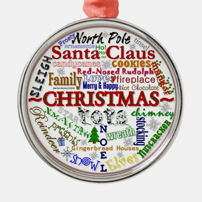 Word-Art de Natal - Ornamento (Frente)