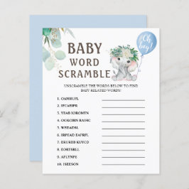 Word Scramble | Elephant Balloon Baby Shower Game
