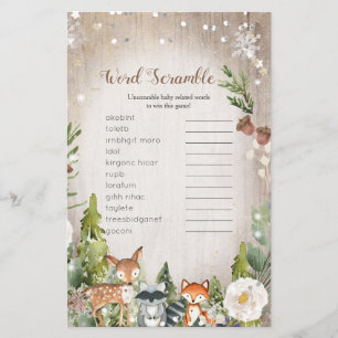 Word Scramble Game Winter Animais Woodland
