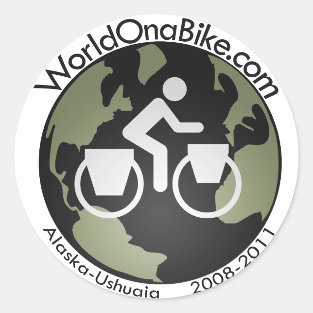 WorldOnaBike.com Etiqueta de logotipo (Frente)