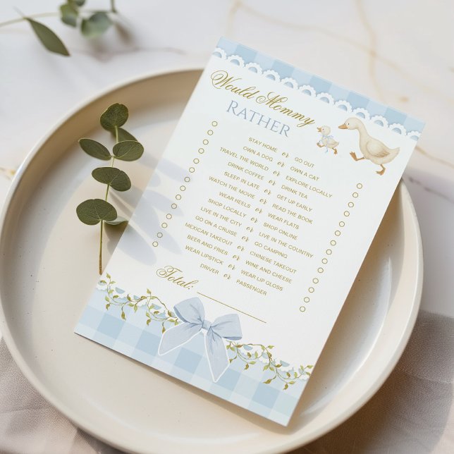 Would Mommy Rather Goose Blue Baby shower game (Criador carregado)
