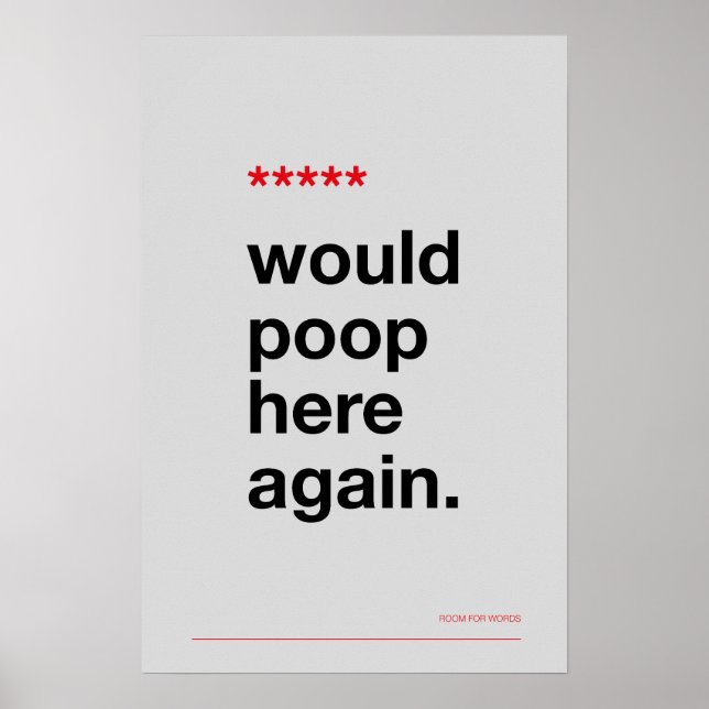 WOULD POOP HERE AGAIN – Funny Bathroom Poster (Frente)