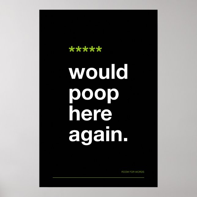 WOULD POOP HERE AGAIN – Funny Bathroom Poster (Frente)