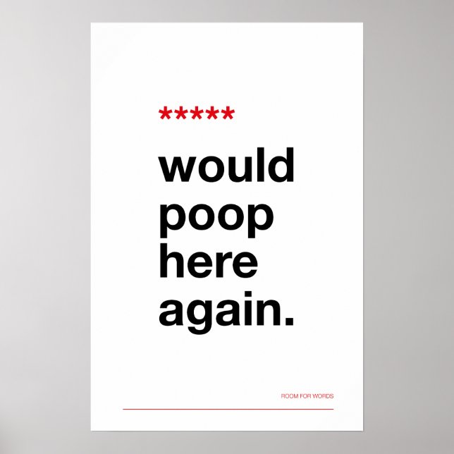 WOULD POOP HERE AGAIN – Funny Bathroom Poster (Frente)