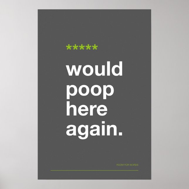 WOULD POOP HERE AGAIN – Funny Bathroom Poster (Frente)