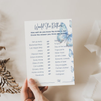 Would She Rather Bridal Shower Game Blue Butterfly