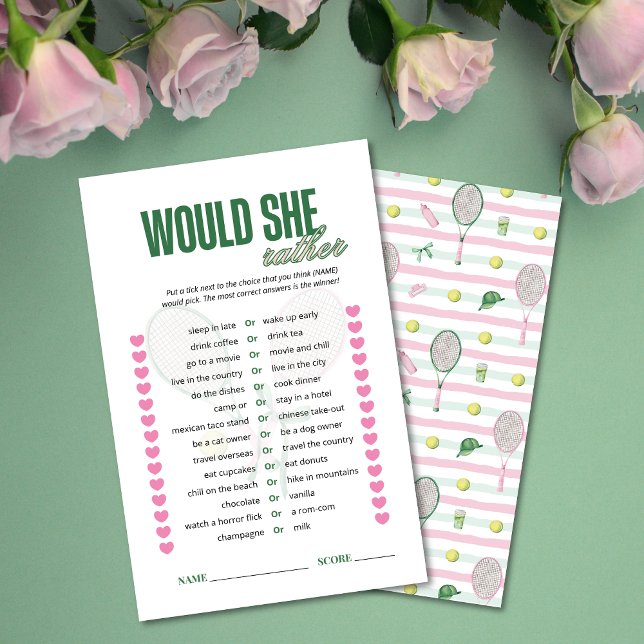 Would She Rather Tennis Bridal Shower Game (Criador carregado)