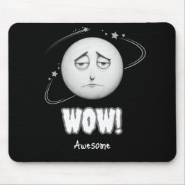 "Wow" rosto de lua Mousepad preto