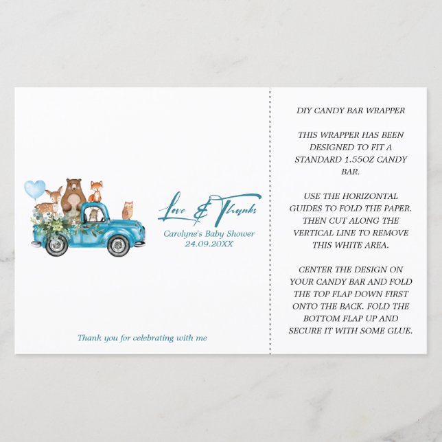 Wrapper Chá de fraldas de Caminhão Azul Molha Bar (Frente)