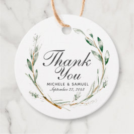 Wreath De Aquarela Elegante Obrigado Etiquetas Fav
