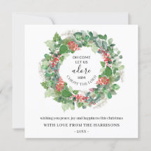 Wreath De Inverno Vamos Adorá-Lo O Cartão De Natal