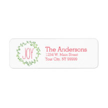 Wreath de Natal - Etiquetas de Endereço de Devoluç