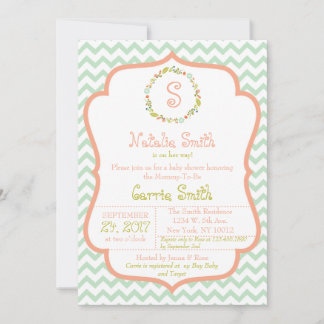 Wreath e Chevron - Convite para Chá de fraldas
